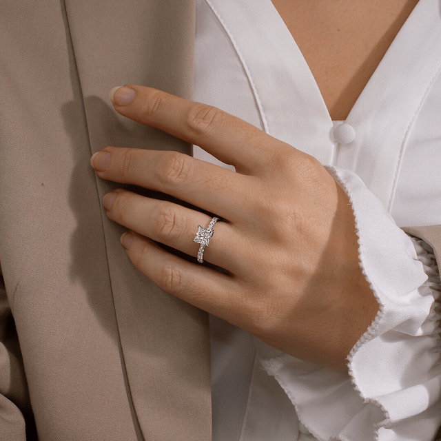 1.30ct Lab Grown Princess Platinum Delaila Pave Engagement Ring