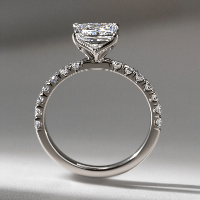 Platinum Floral Micro Pave Engagement Ring