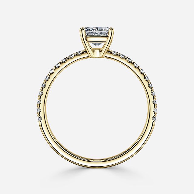Laila Yellow Gold Pave Engagement Ring