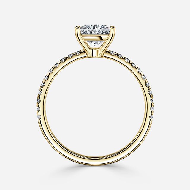 Laila Yellow Gold Pave Engagement Ring