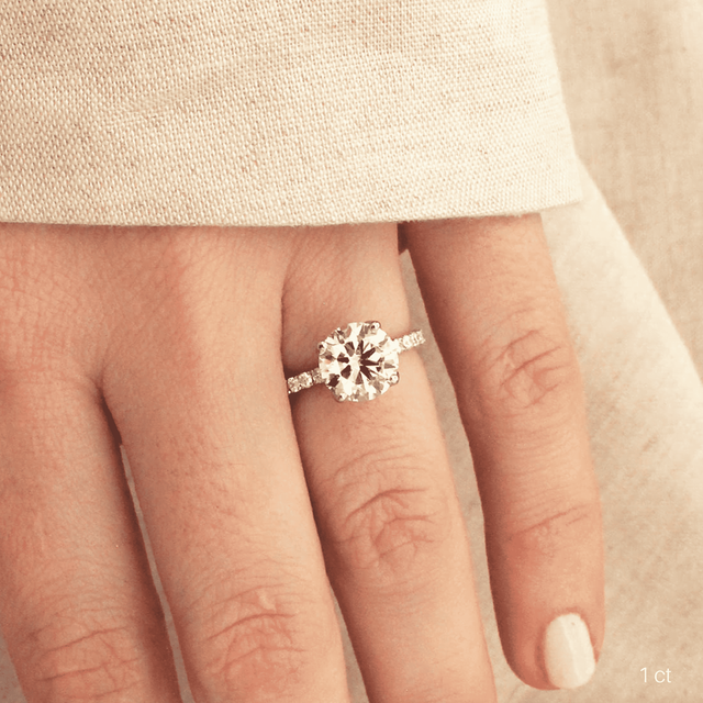 Platinum Floral Micro Pave Engagement Ring