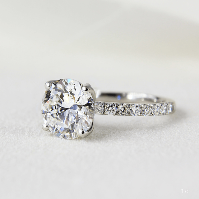 Platinum Floral Micro Pave Engagement Ring