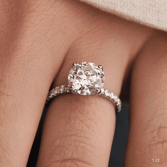 Platinum Floral Micro Pave Engagement Ring