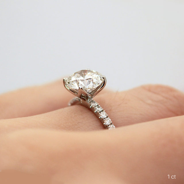 Platinum Floral Micro Pave Engagement Ring