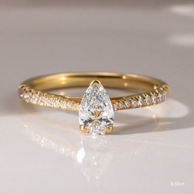 Florian Yellow Gold Pave Engagement Ring