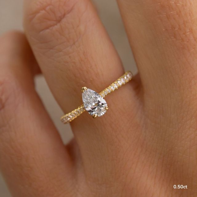 Florian Yellow Gold Pave Engagement Ring