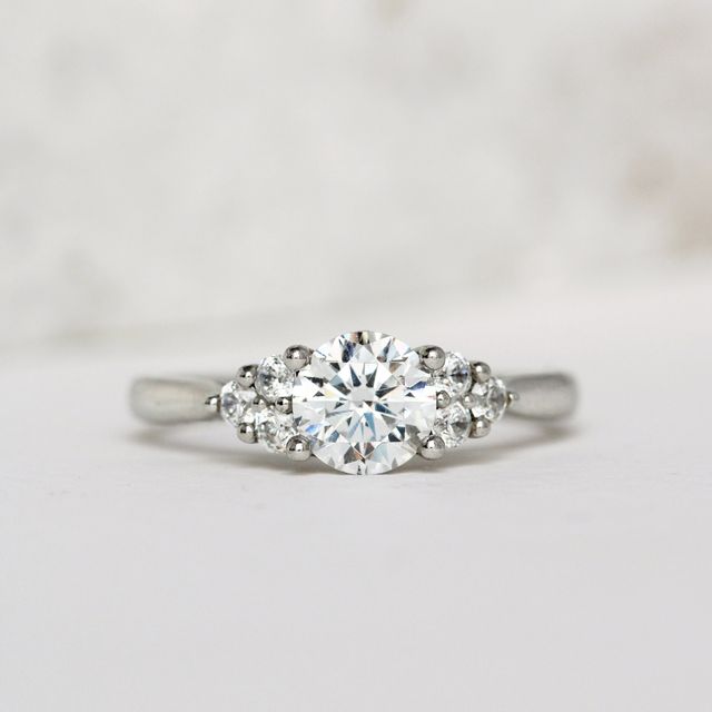 Isabella Platinum Flower Engagement Ring