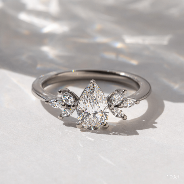 Adriana Platinum Flower Engagement Ring