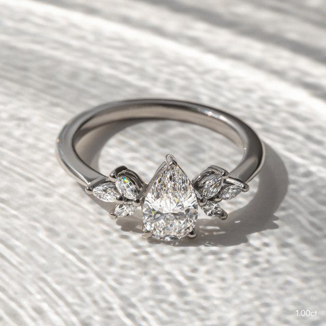 Adriana Platinum Flower Engagement Ring