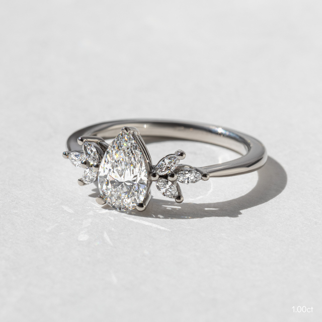 Adriana Platinum Flower Engagement Ring