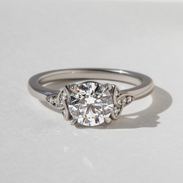 Celtic Song White Gold Vintage Engagement Ring