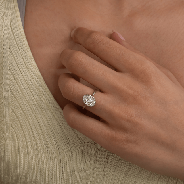 1.50ct Chloe Platinum Lab Grown Oval Bezel Engagement Ring