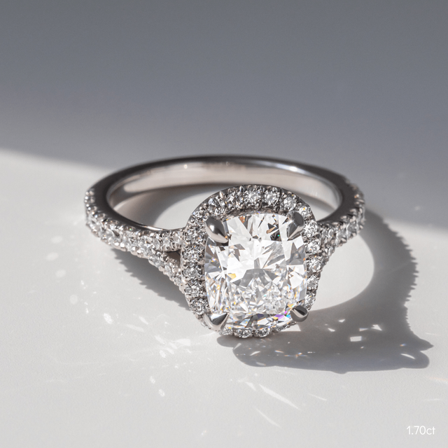 Arya Platinum Halo Engagement Ring