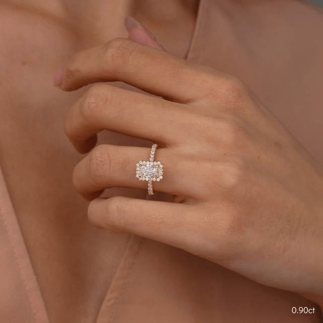 Ayla Yellow Gold Halo Engagement Ring