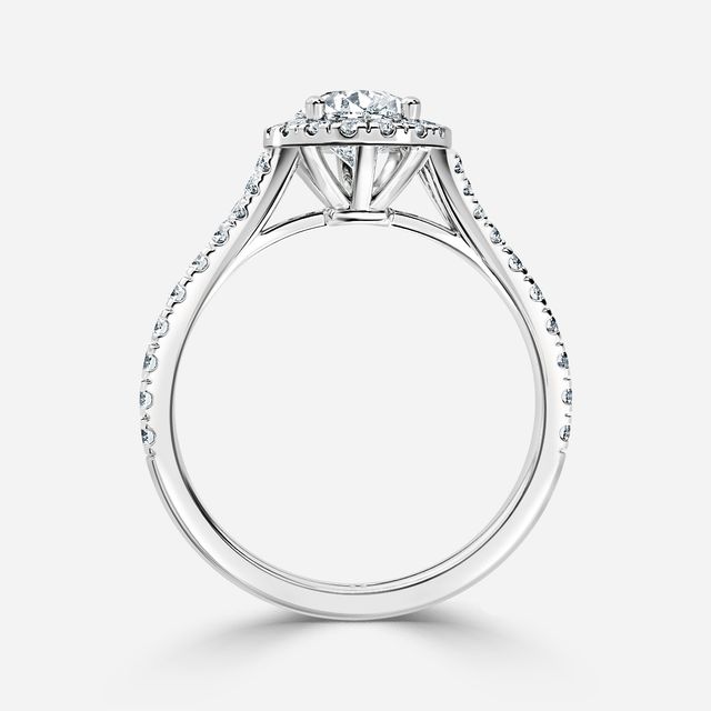 Arya Platinum Halo Engagement Ring