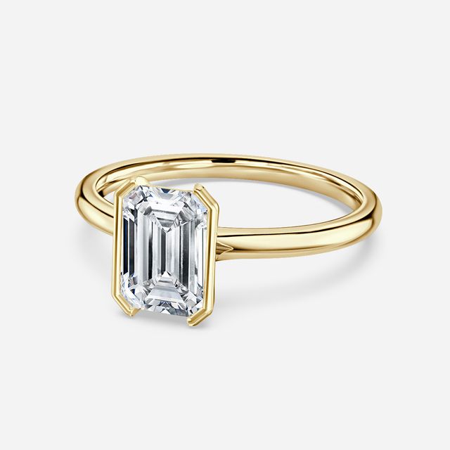 Avian Yellow Gold Bezel Set Modern Engagement Ring