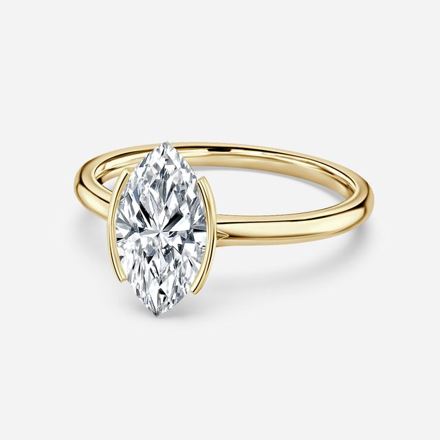 Avian Yellow Gold Bezel Set Modern Engagement Ring