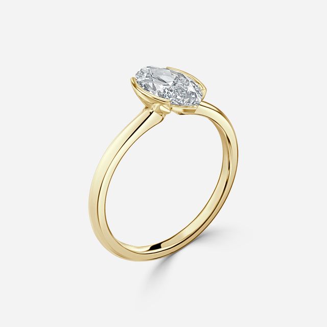 Avian Yellow Gold Bezel Set Modern Engagement Ring