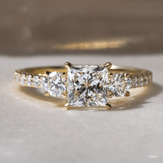 Crown Yellow Gold Trilogy Engagement Ring