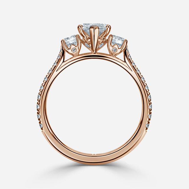 Crown Rose Gold Trilogy Engagement Ring
