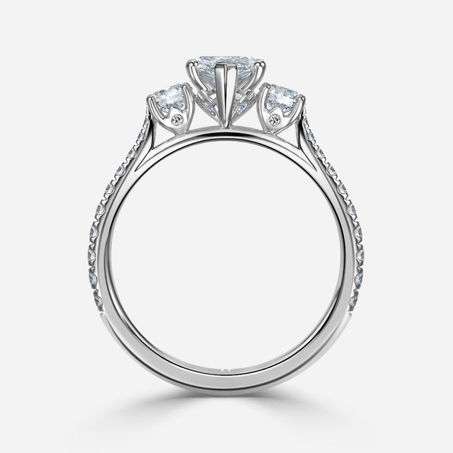 Crown White Gold Dainty Engagement Ring