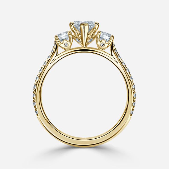 Crown Yellow Gold Trilogy Engagement Ring