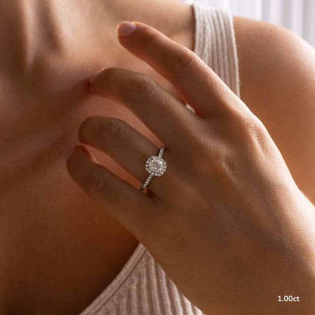 Maya Platinum Halo Engagement Ring
