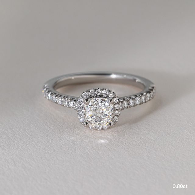 Maya Platinum Halo Engagement Ring