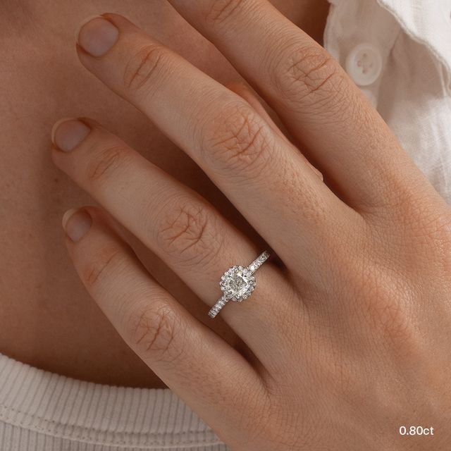 Maya Platinum Halo Engagement Ring