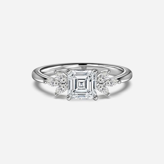 Adriana White Gold Flower Engagement Ring