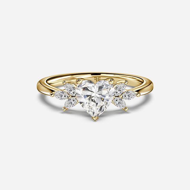 Adriana Yellow Gold Flower Engagement Ring
