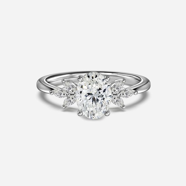 Adriana White Gold Flower Engagement Ring