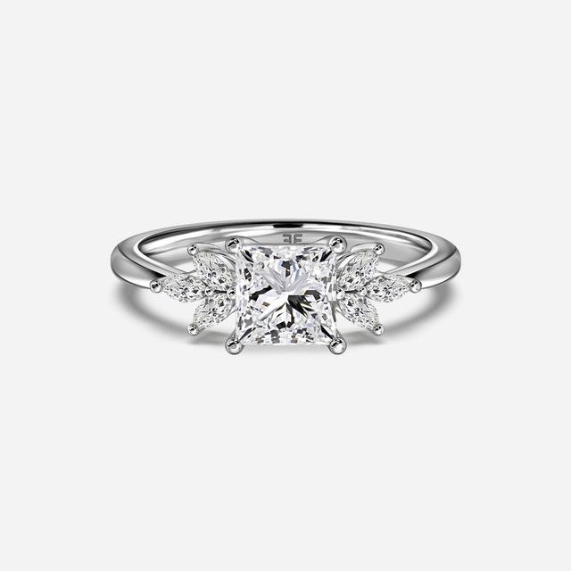 Adriana White Gold Flower Engagement Ring