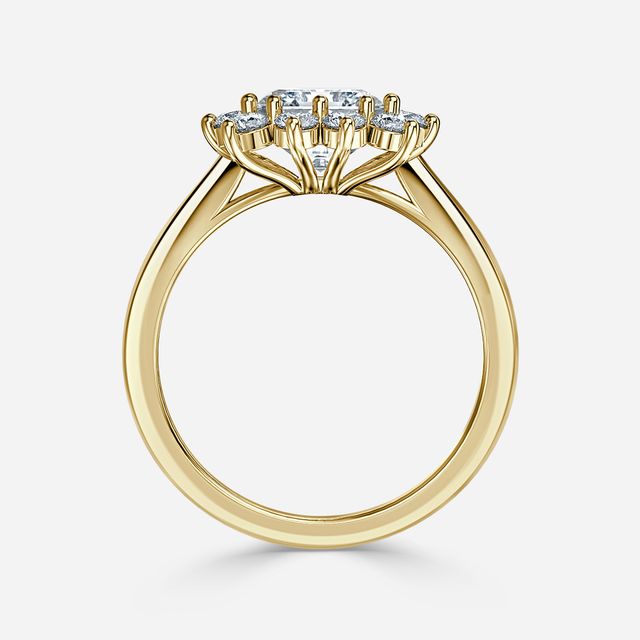 Diana Yellow Gold Cluster Engagement Ring