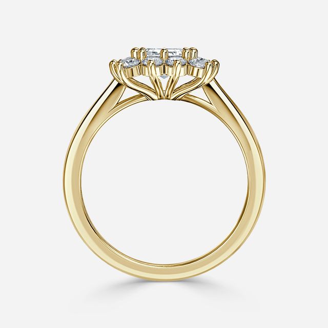 Diana Yellow Gold Cluster Engagement Ring