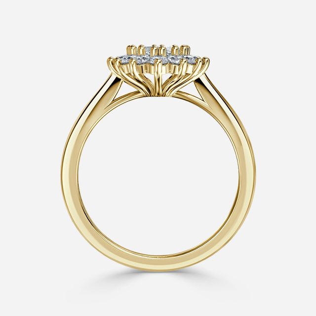 Diana Yellow Gold Cluster Engagement Ring