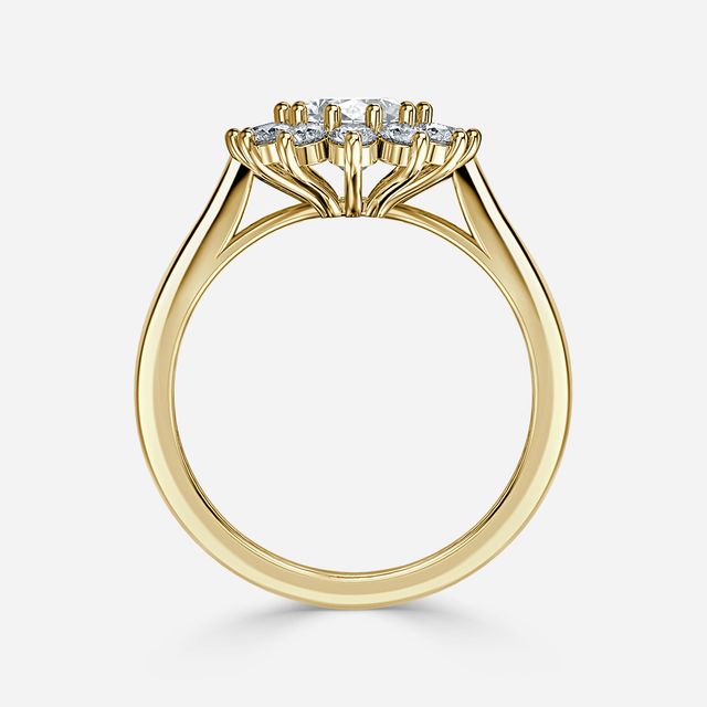 Diana Yellow Gold Cluster Engagement Ring