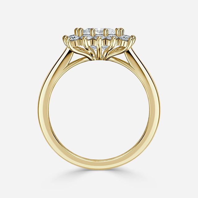 Diana Yellow Gold Cluster Engagement Ring