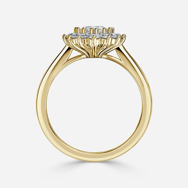 Diana Yellow Gold Cluster Engagement Ring