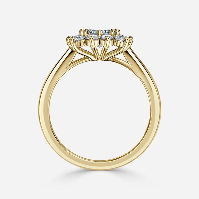 Diana Yellow Gold Cluster Engagement Ring