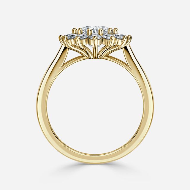 Diana Yellow Gold Cluster Engagement Ring