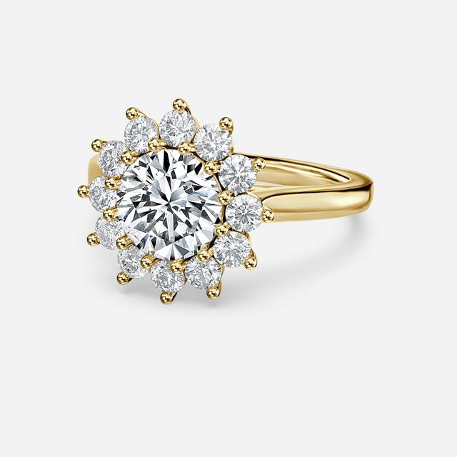 Diana Yellow Gold Cluster Engagement Ring