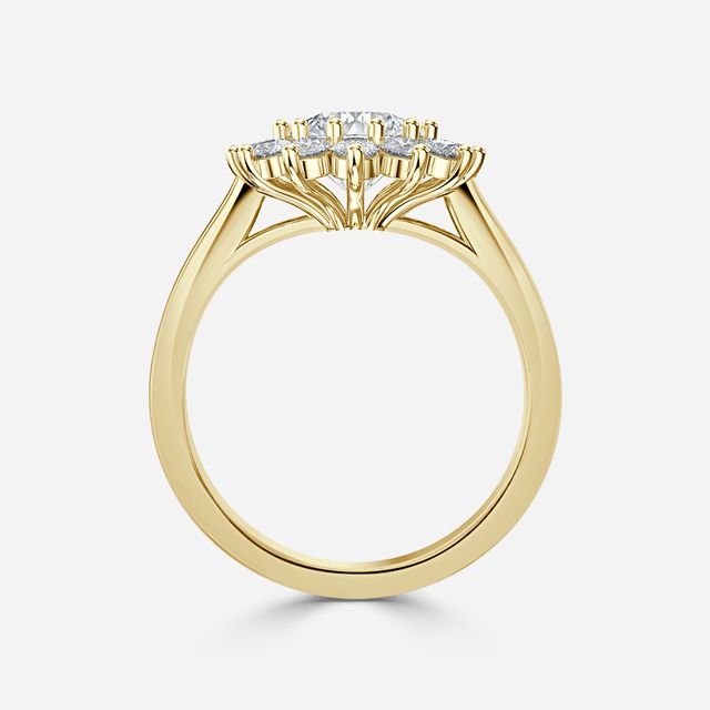 Diana Yellow Gold Cluster Engagement Ring