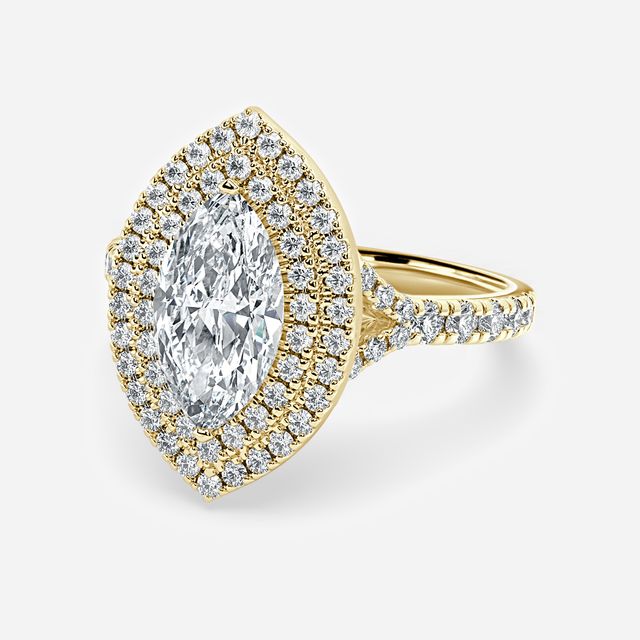 Nile Yellow Gold Halo Engagement Ring