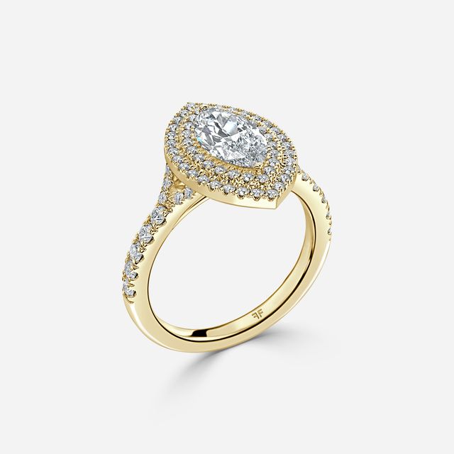 Nile Yellow Gold Halo Engagement Ring