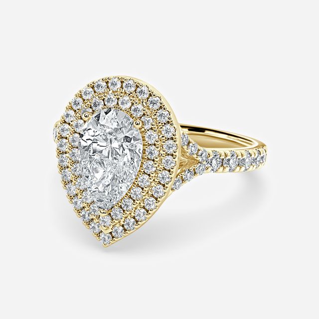 Nile Yellow Gold Halo Engagement Ring