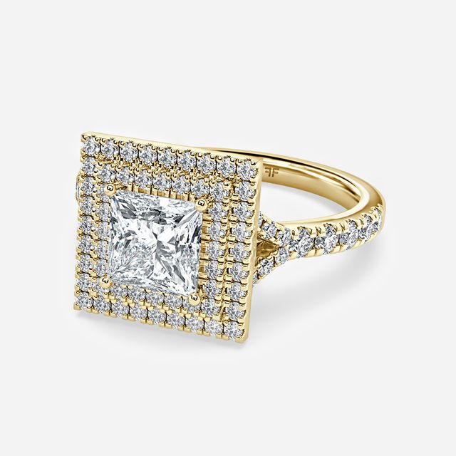 Nile Yellow Gold Halo Engagement Ring