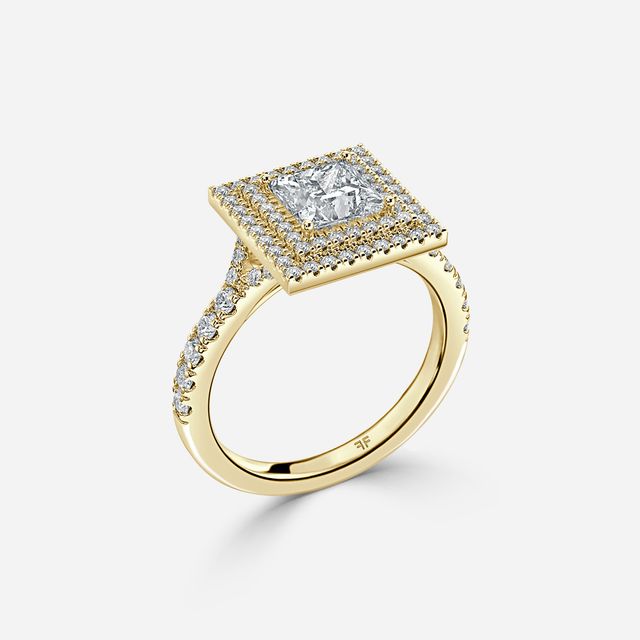 Nile Yellow Gold Halo Engagement Ring