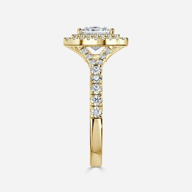 Nile Yellow Gold Halo Engagement Ring