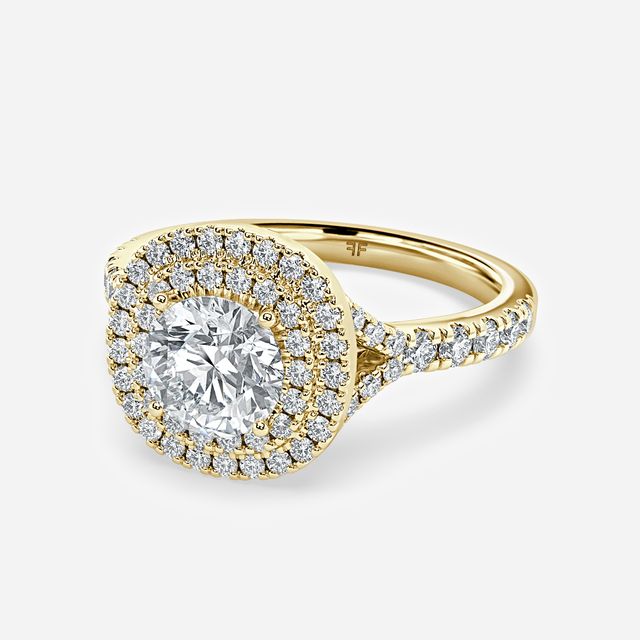 Nile Yellow Gold Halo Engagement Ring